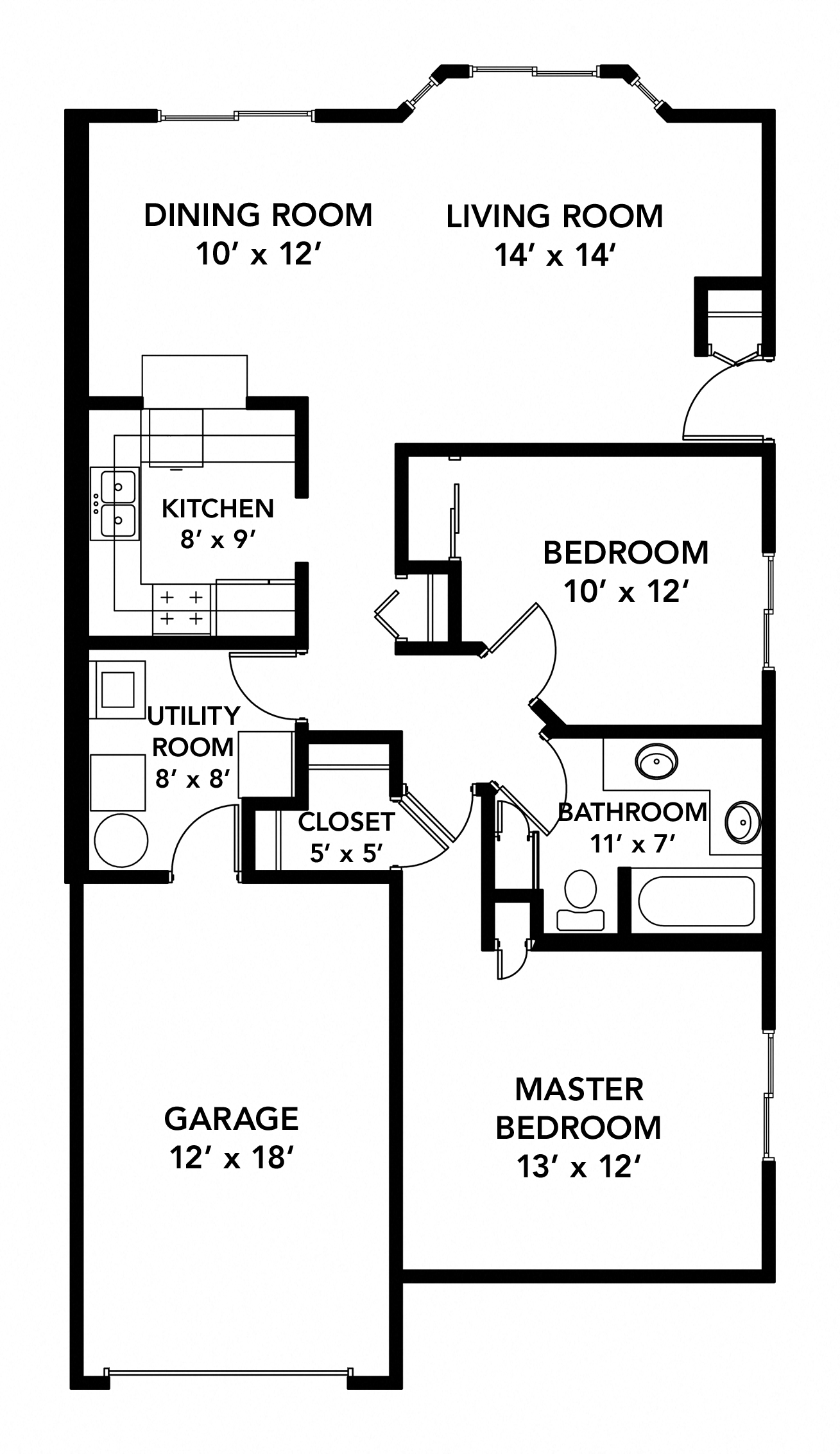 Bass Lake Hills Townhomes - Riverwood Two Bedroom Floor Plan (2D)