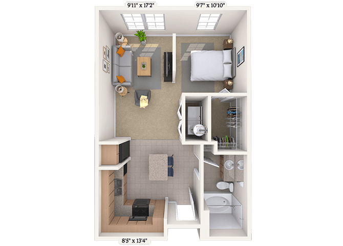 Studio 0x1 600 SF floor plan