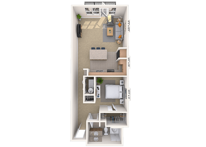 Studio 0x1 709-1180 SF floor plan