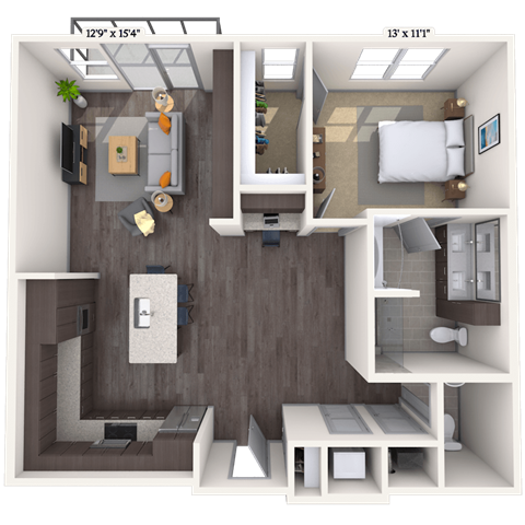 Tradition 1x1.5 985-997 SF floor plan