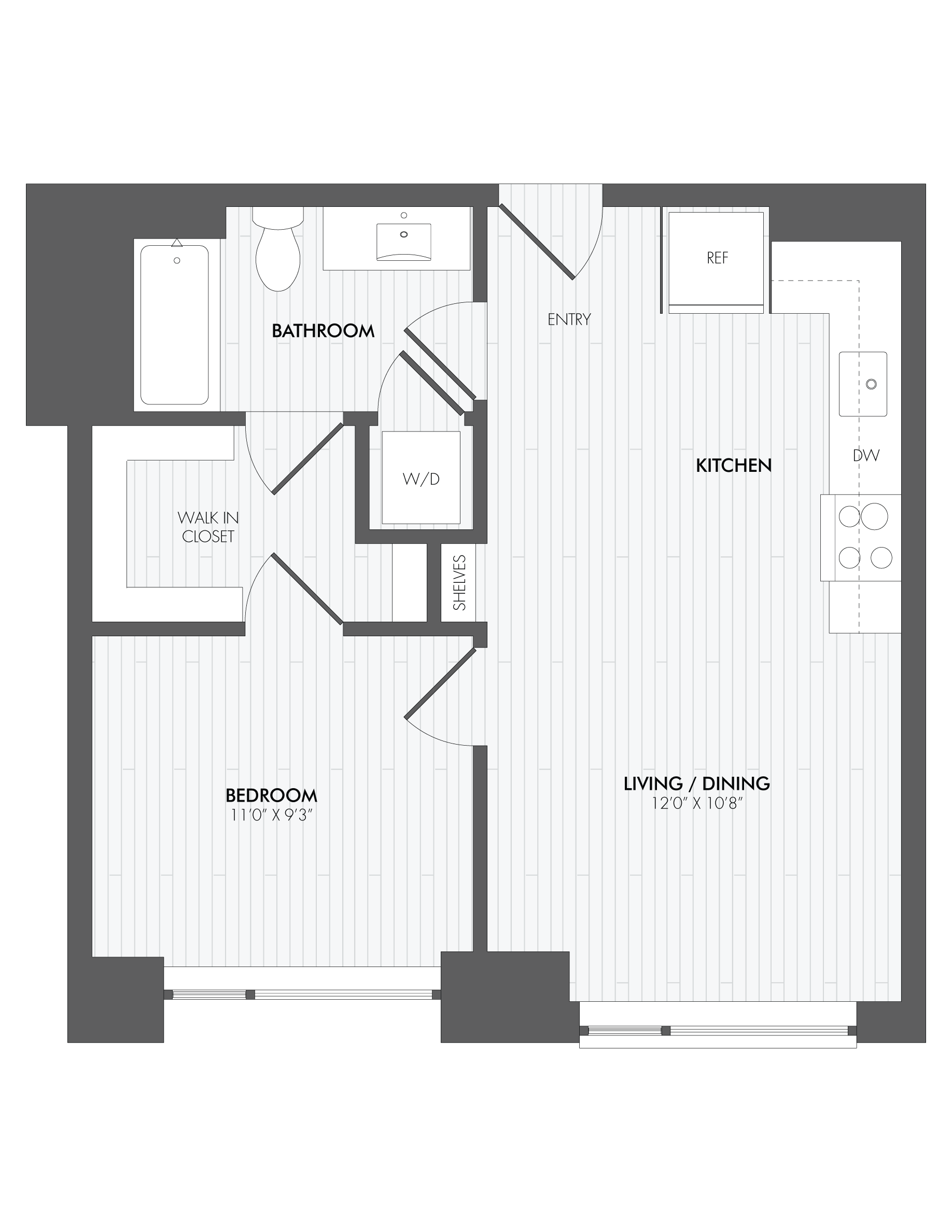 The Residences at 4040 one-bedroom floor plan (Plan A6) - Arlington, VA
