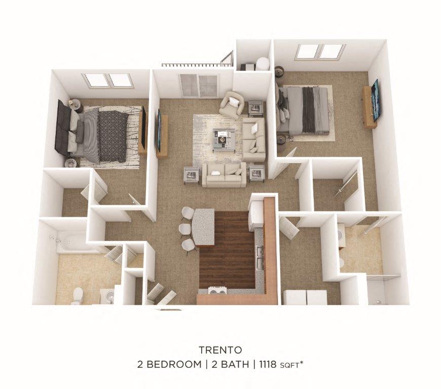 2 Bedroom 2 Bath - Trento floor plan