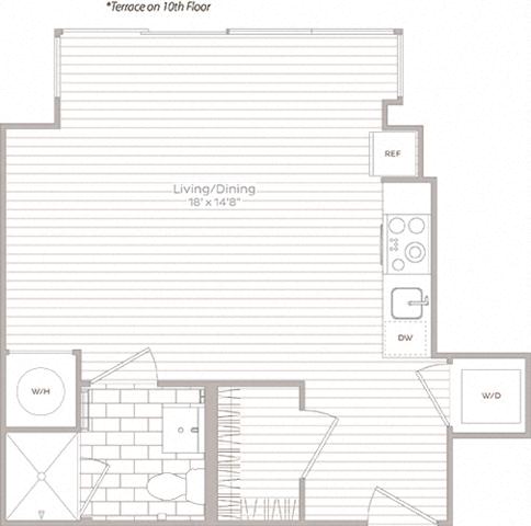 Floor plan layout diagram for Studio-H