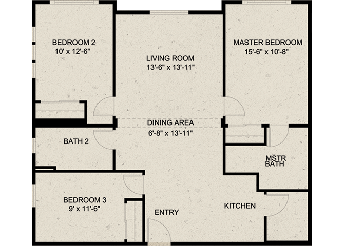 THREE BEDROOMS floor plan