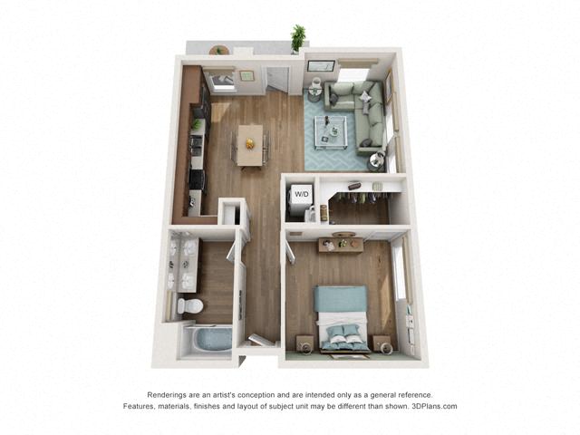 Floor Plan One Bedroom B1A Layout