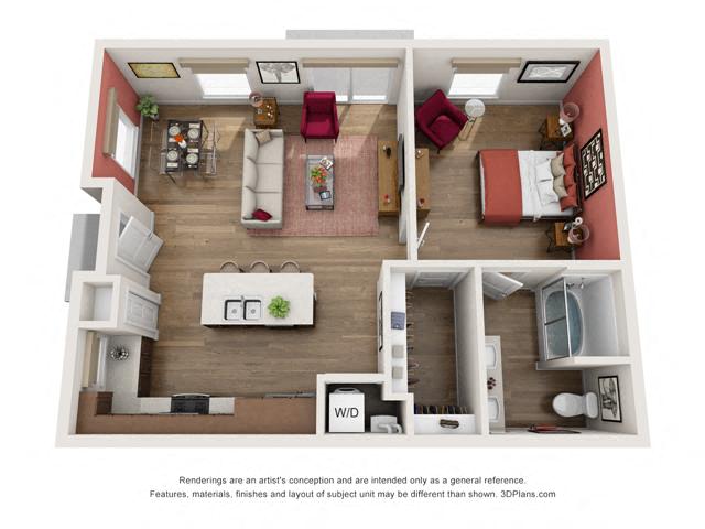 Floor Plan One Bedroom B2 Layout