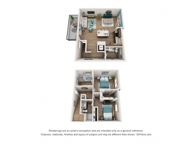 Floor Plan Two bedroom Townhome C1 Layout