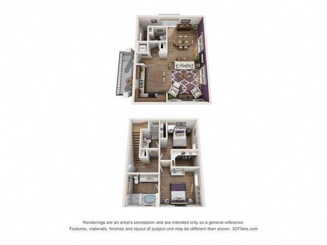 Floor Plan Two bedroom Townhome C5 Layout
