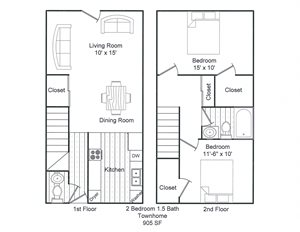 2bdrm/1.5bath/townhome
