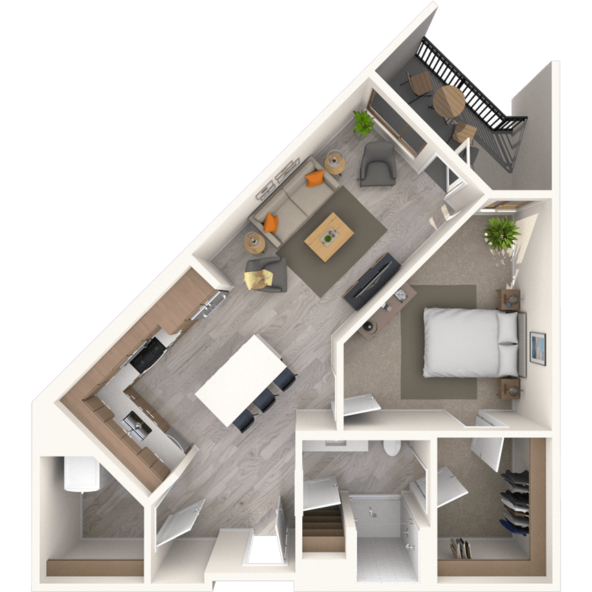 A3 1x1-831 SF floor plan