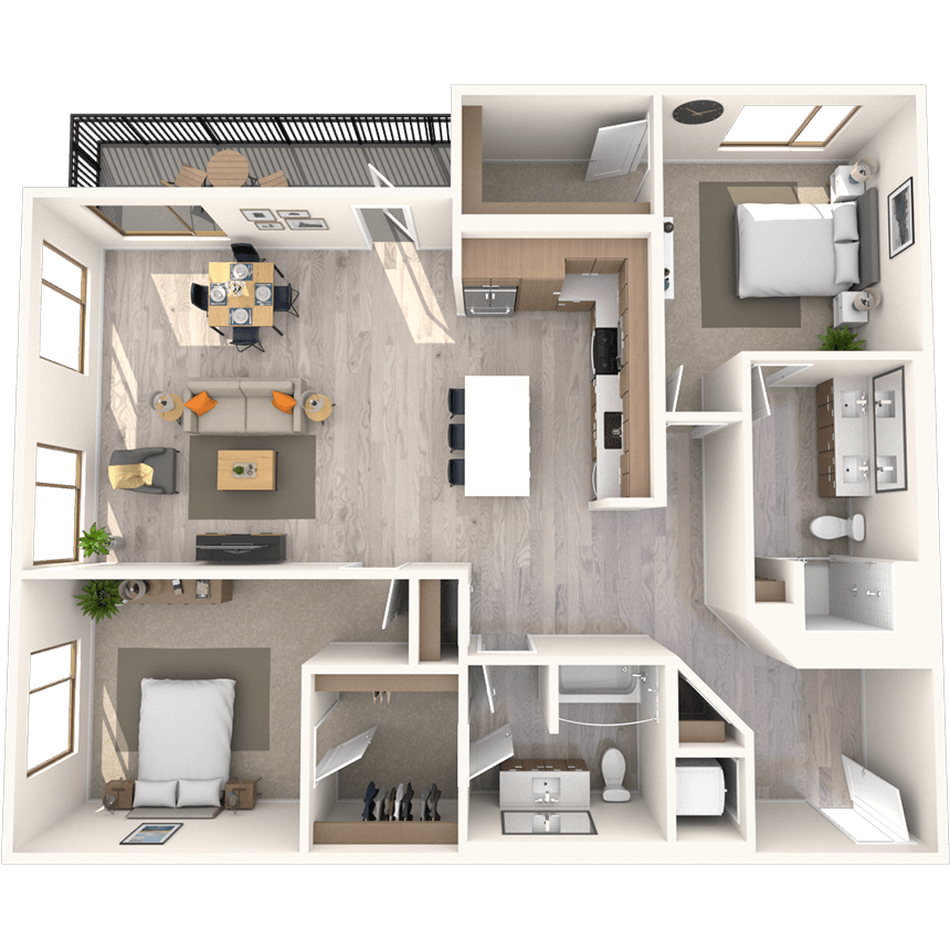 B2 2x2-1475 SF floor plan