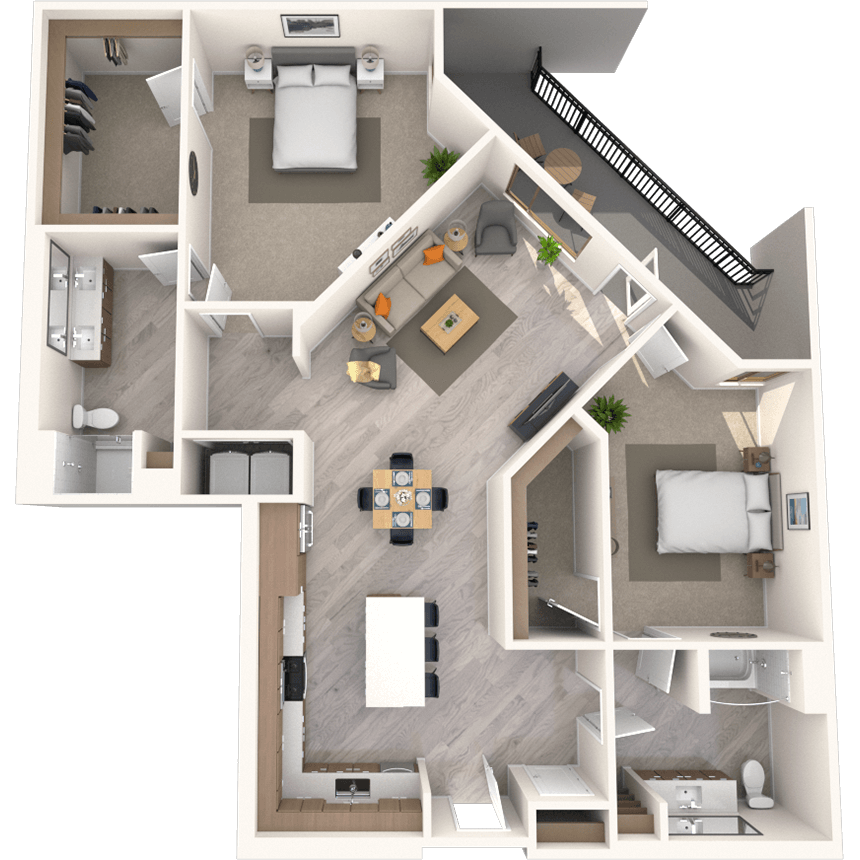 B5 2x2-1452 SF floor plan
