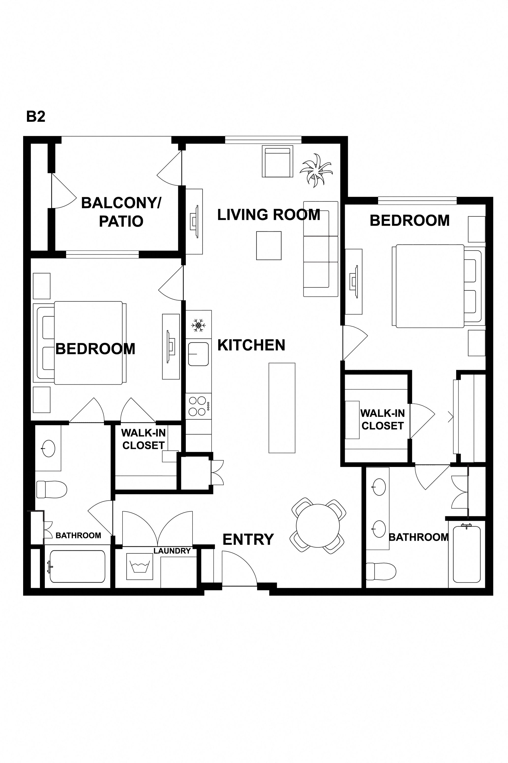 Two bedroom two bathroom