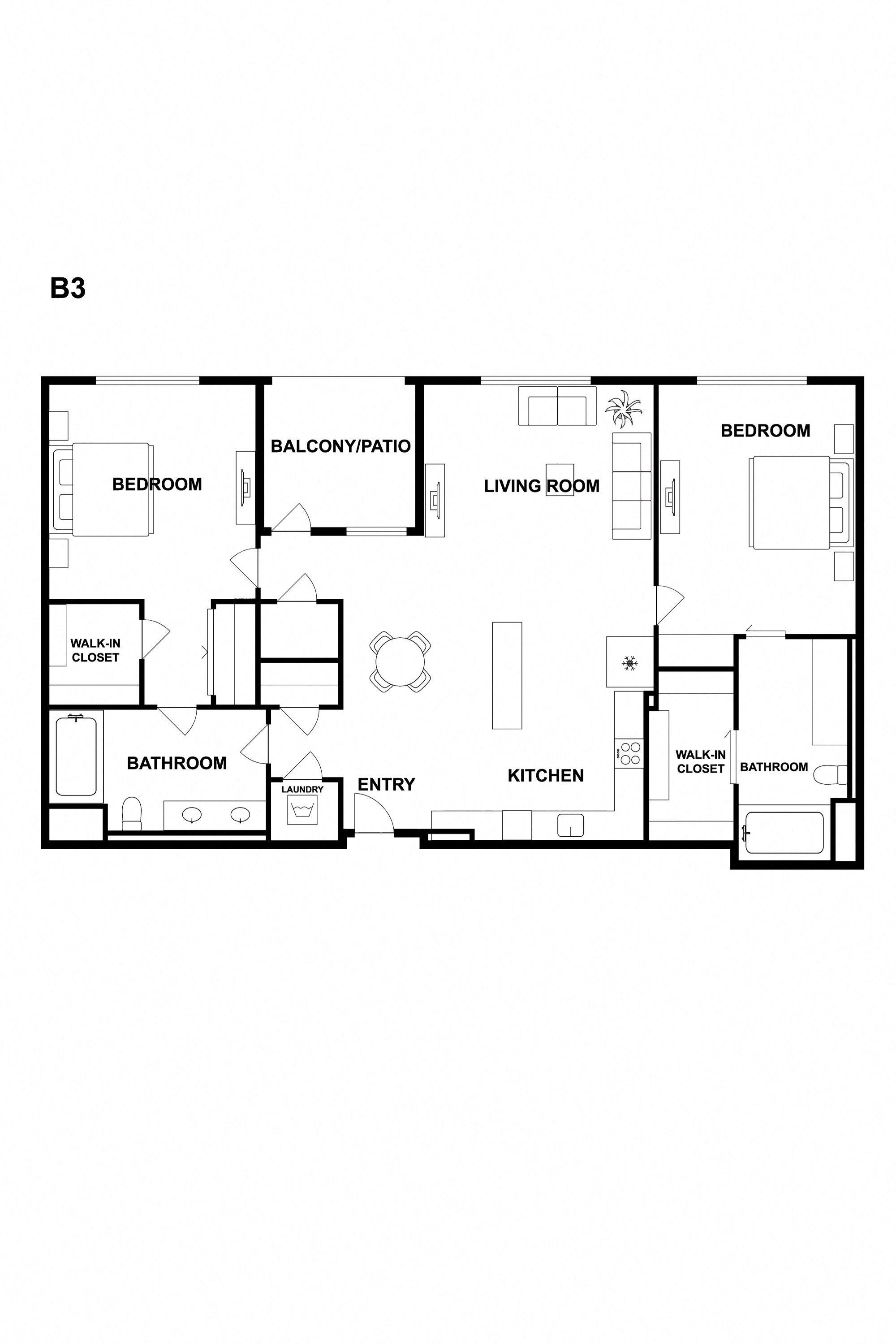 Two bedroom two bathroom
