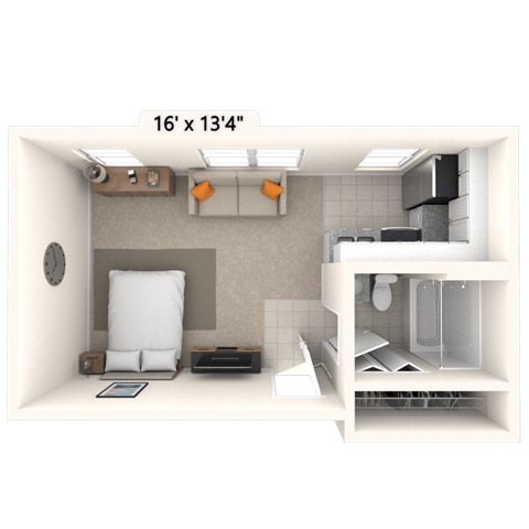 Studio 0x1 344 SF floor plan