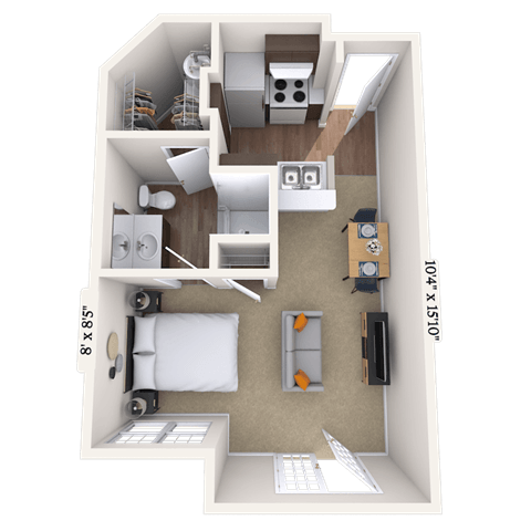 Studio 0x1 415-428 SF floor plan