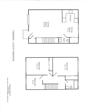 3 Bedroom, 1.5 Bath Townhouse