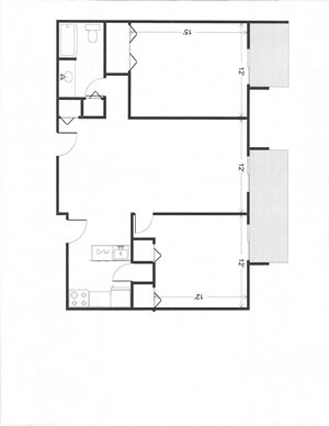2 BR 3rd floor street side