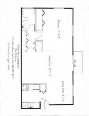 1 bedroom 3rd floor with Balcony