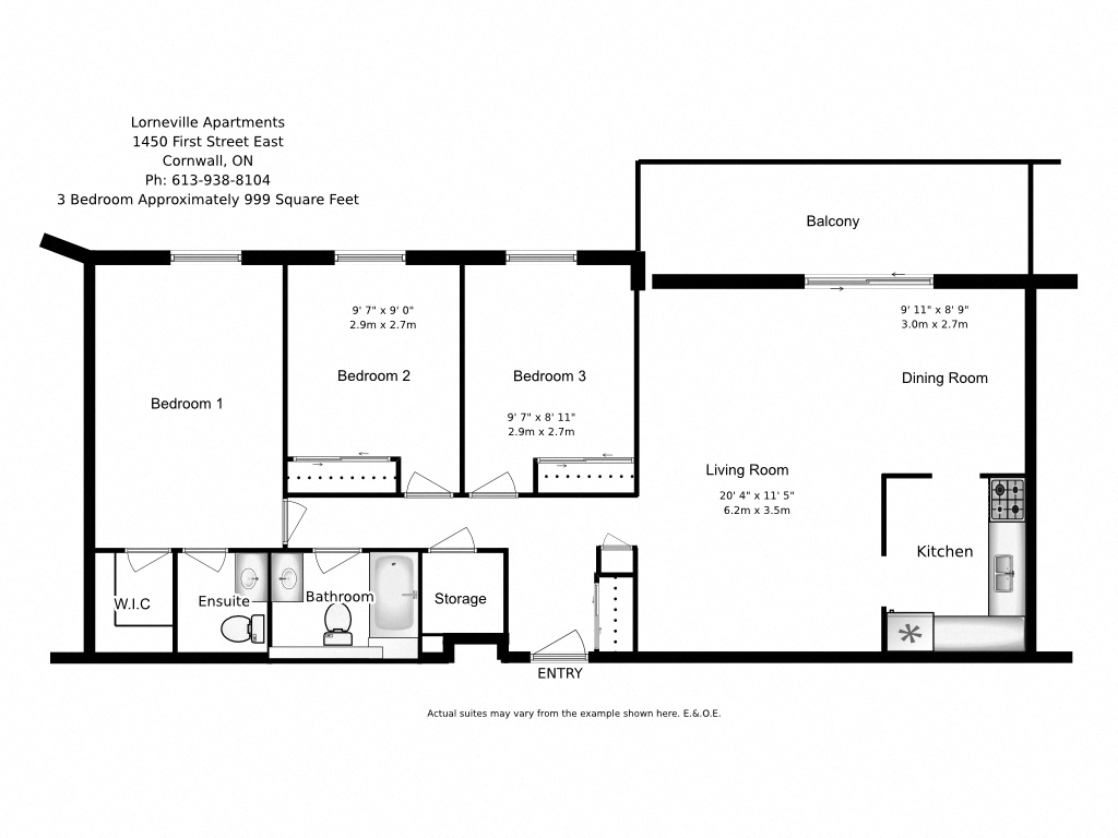 Floor Plans of Lorneville Apartments in Cornwall, ON