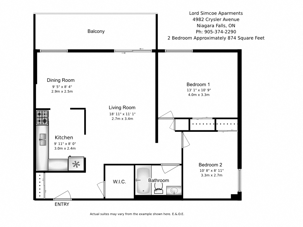 Floor Plans of Lord Simcoe Apartments in Niagara Falls, ON