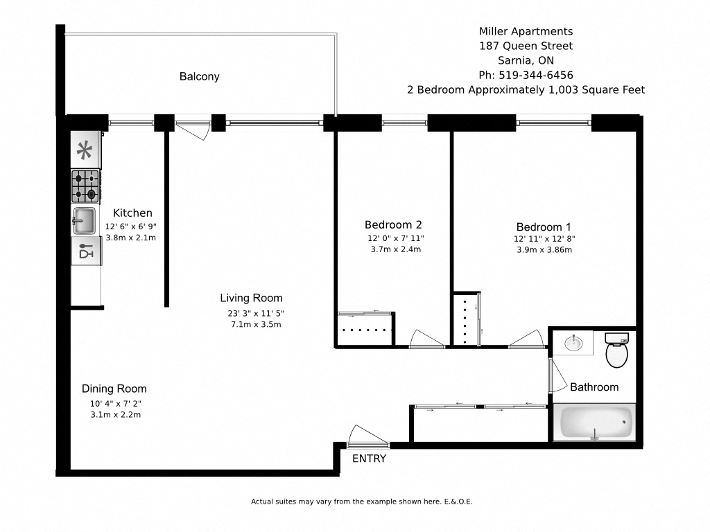 Floor Plans of Miller Apartments in Sarnia, ON