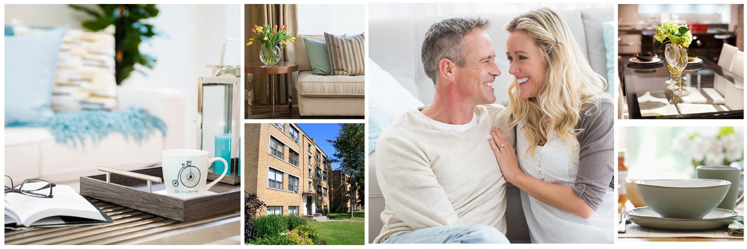 Collage of interior, exterior, and lifestyle images at Bexhill Court in Etobicoke, ON