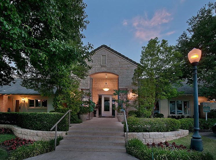 townhome exterior at night