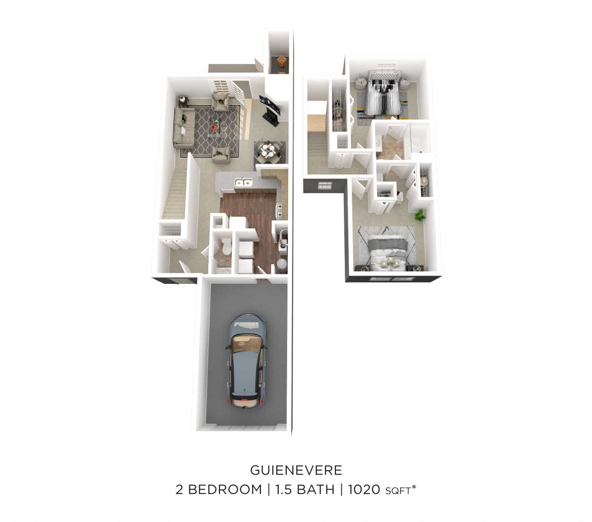 Two Bedroom 1.5 Bath Townhomes floor plan