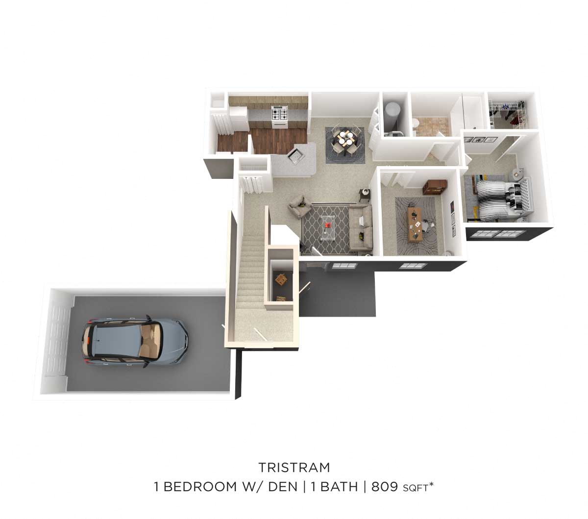 One Bedroom w/Den floor plan