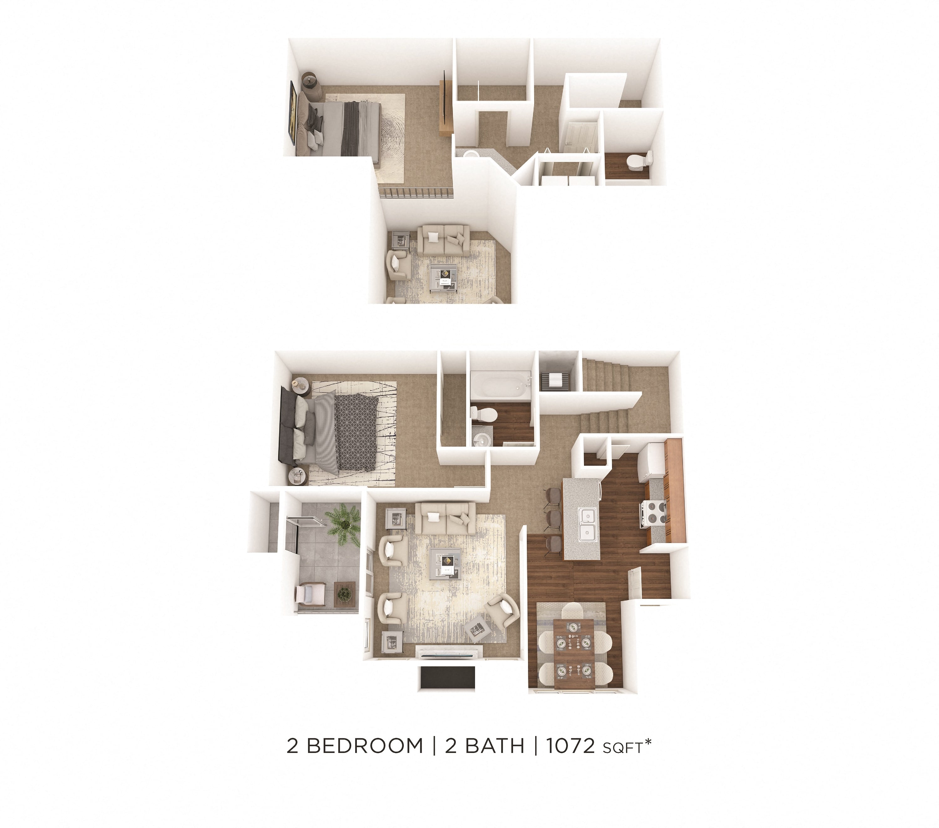 Two Bedroom 2 Bath Townhome floor plan