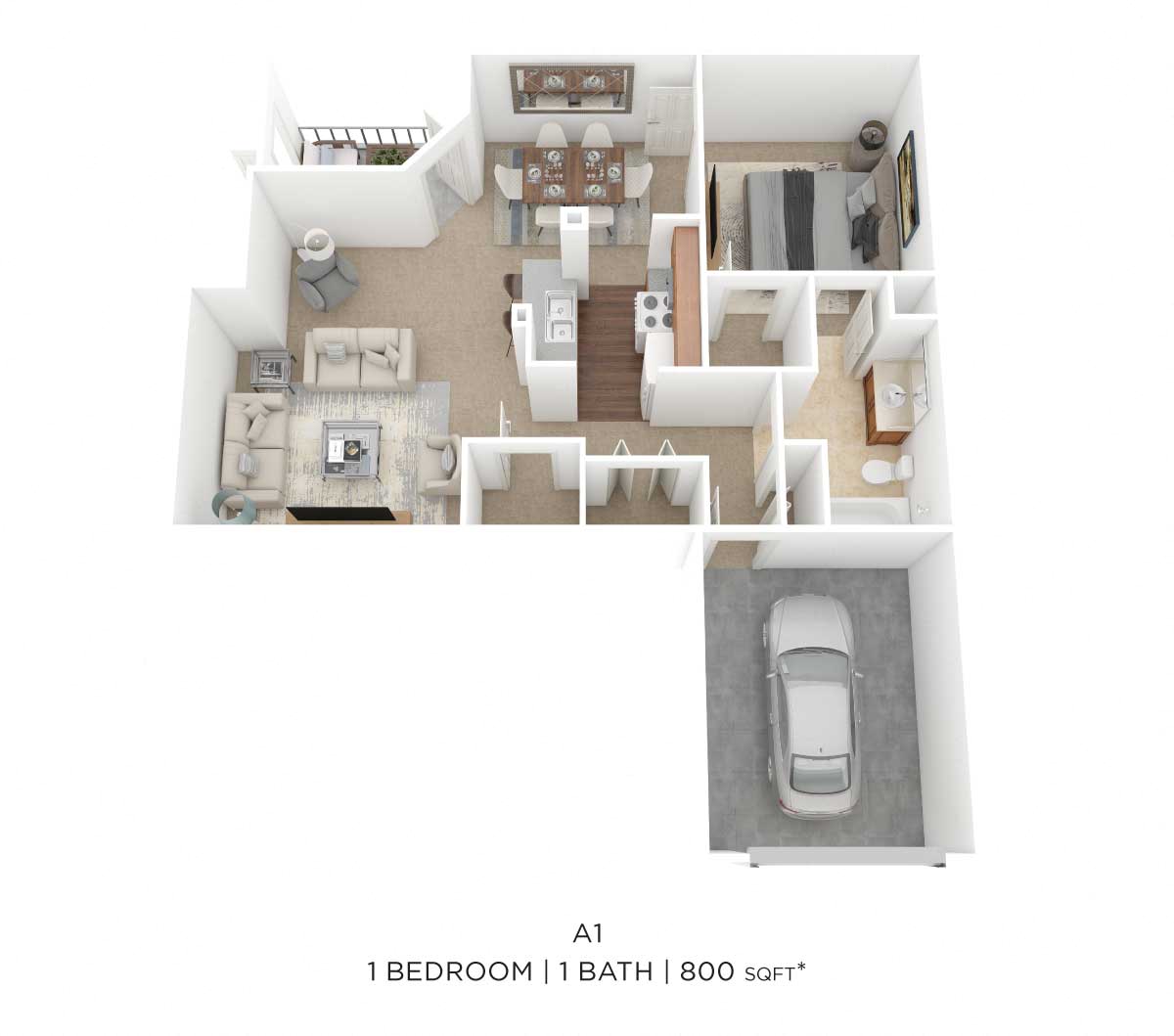 One Bedroom-800 sqft floor plan