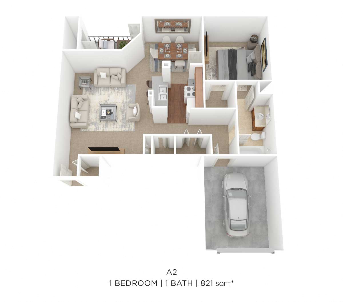 One Bedroom-821 sqft floor plan