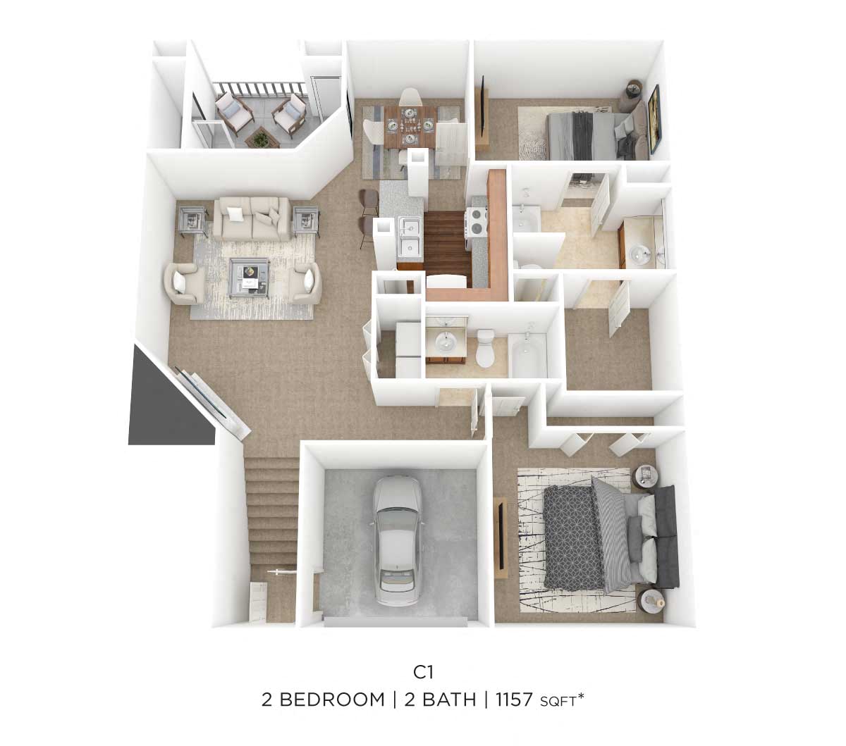 Two Bedroom 2 Bath floor plan