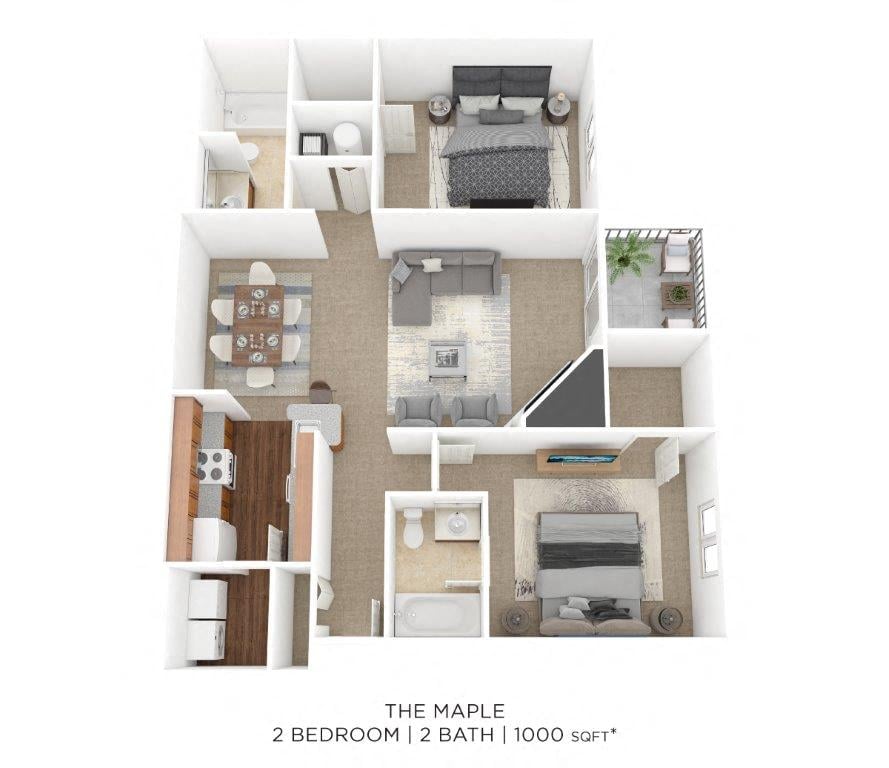 Two Bedroom 2 Bath floor plan