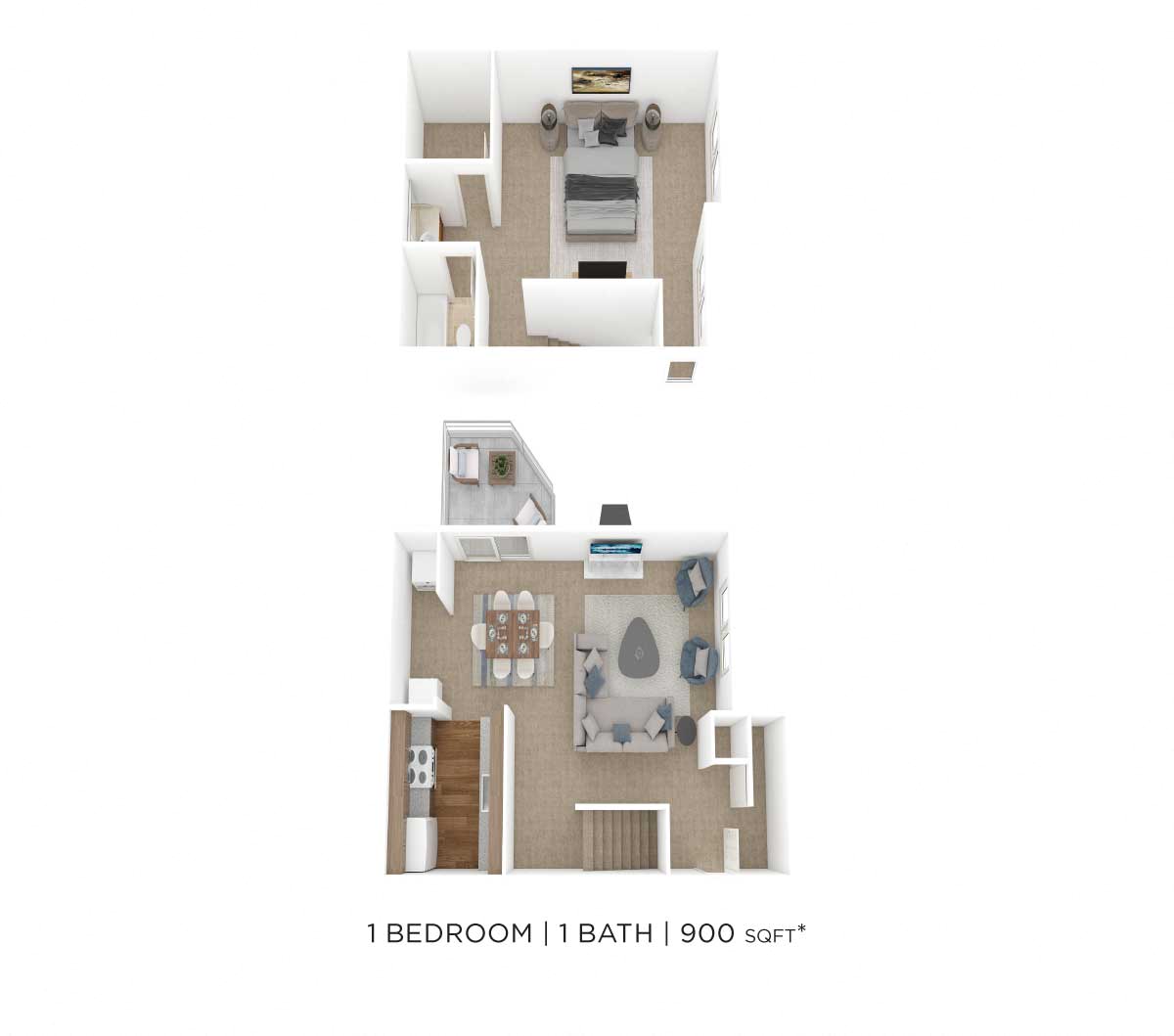 One Bedroom Townhome floor plan