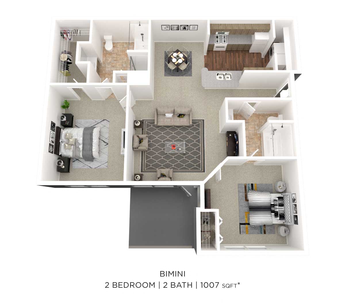 Two Bedroom 2 Bath floor plan