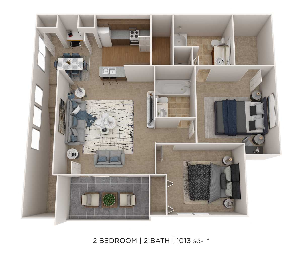 Two Bedroom 2 Bath floor plan