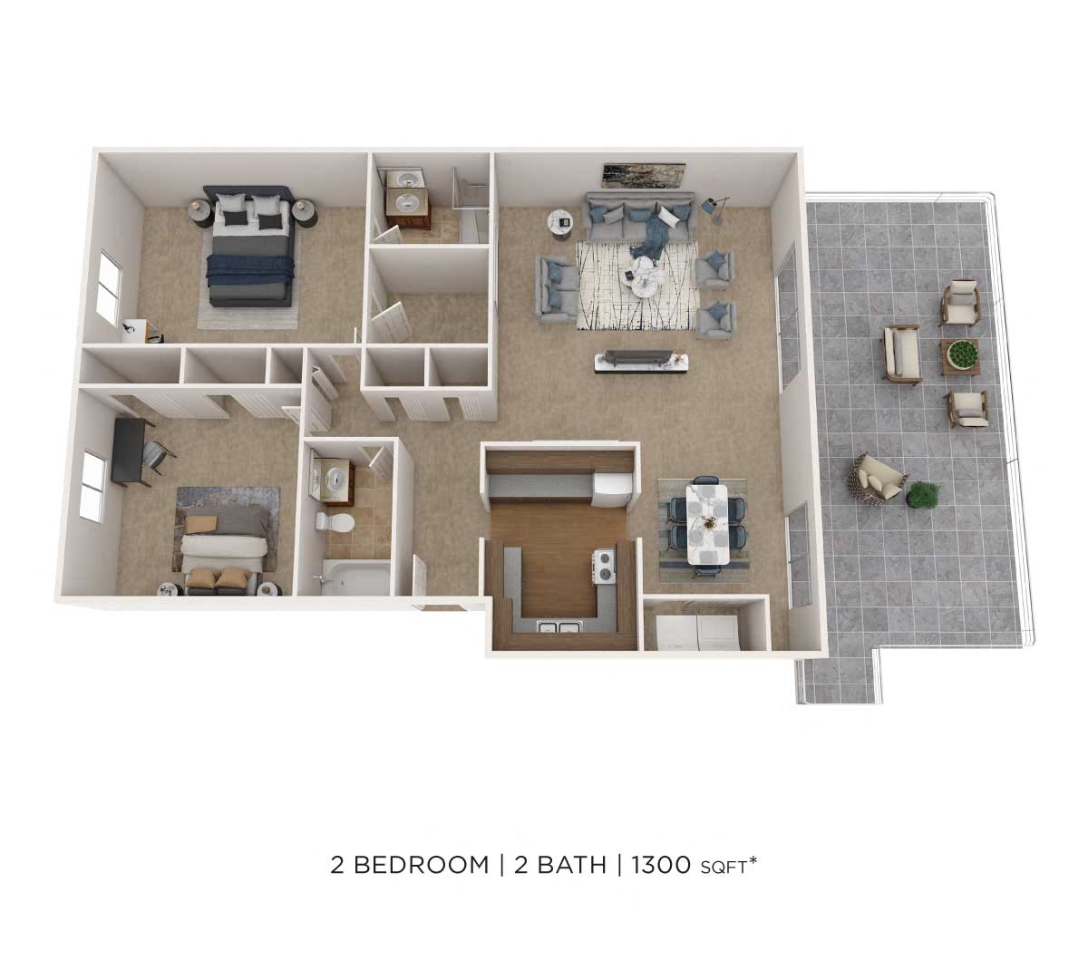 Two Bedroom 2 Bath floor plan