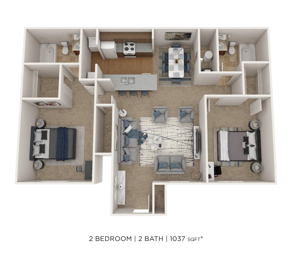 Two Bedroom 2 Bath floor plan