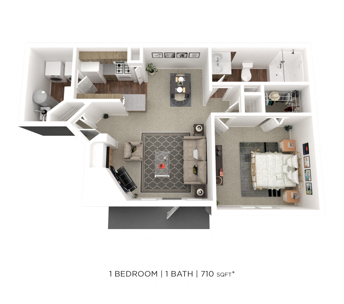 One Bedroom - 710 sqft floor plan