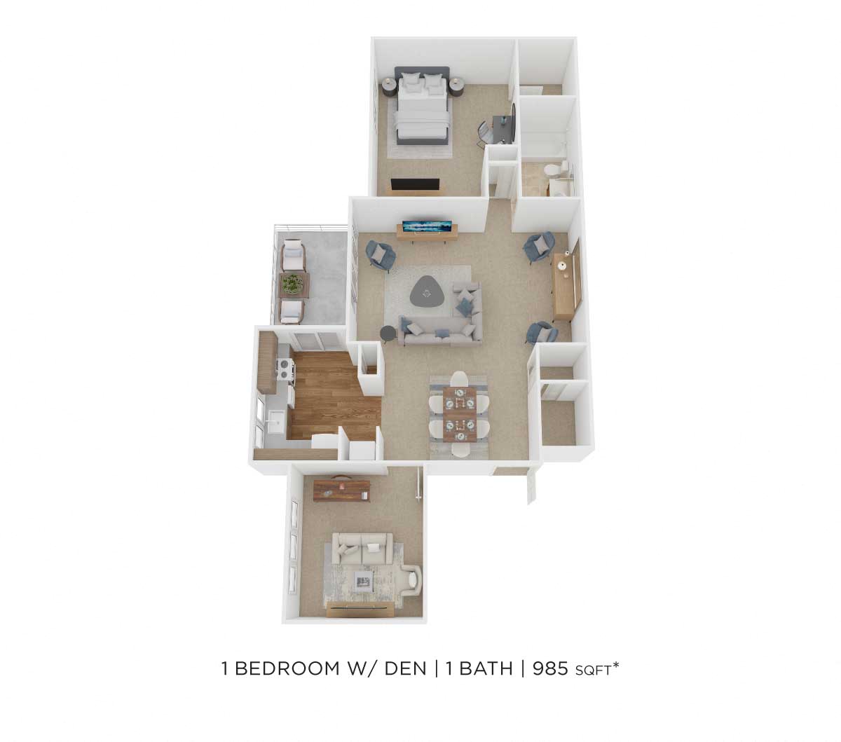 One Bedroom - 985 sqft floor plan