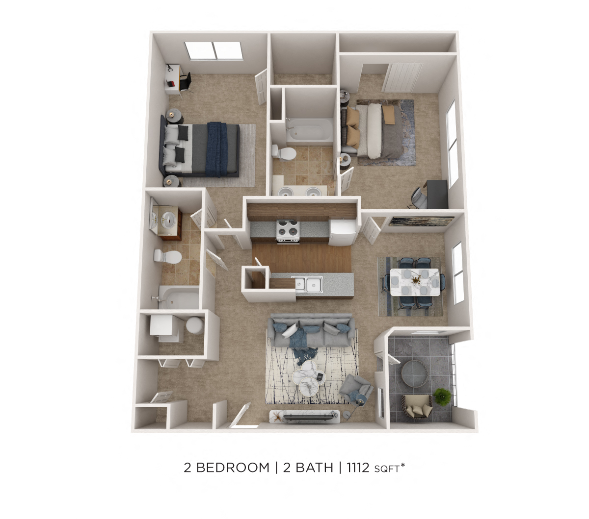 Two Bedroom 2 Bath floor plan