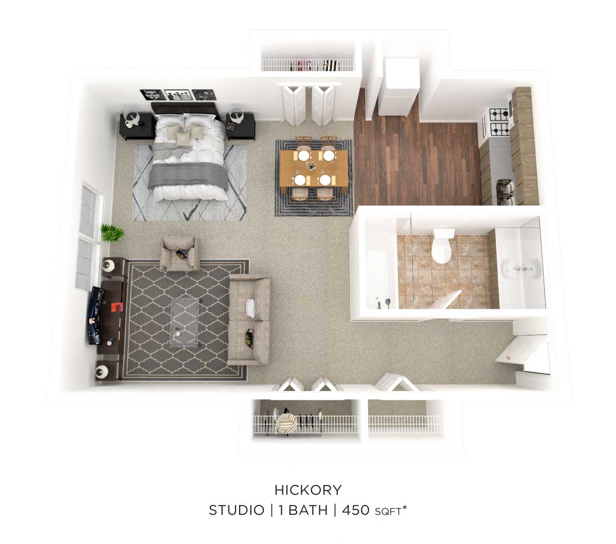 Studio - 450 sqft floor plan