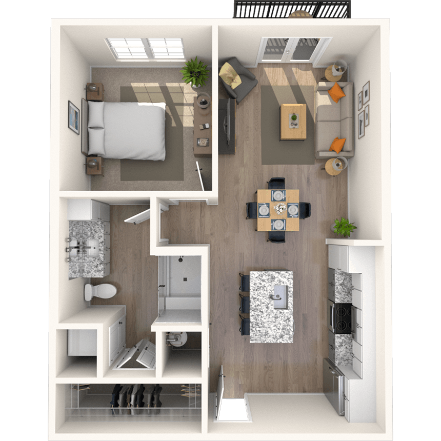 Traditional 1x1 720-950 SF-FP floor plan