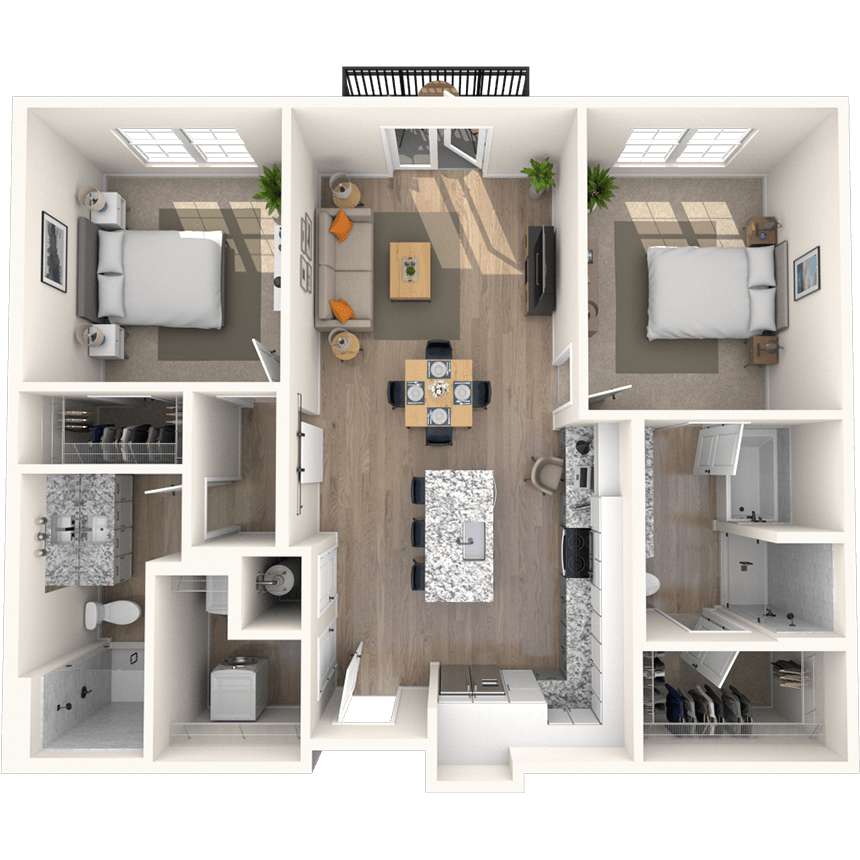 Traditional 2x2 1125-1322 SF-FP floor plan
