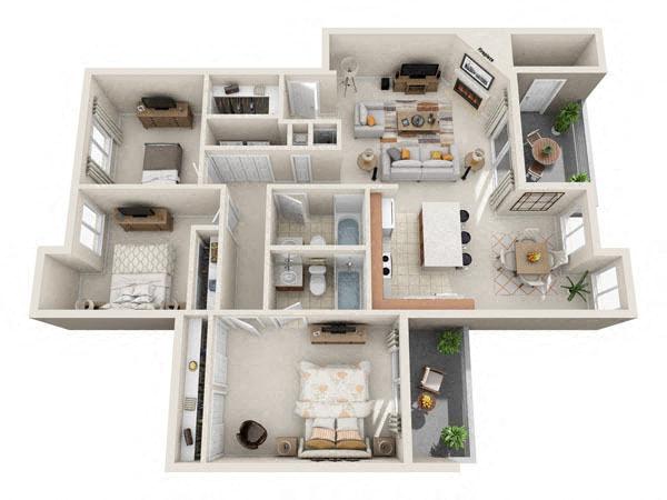 3 Bedroom floor plan