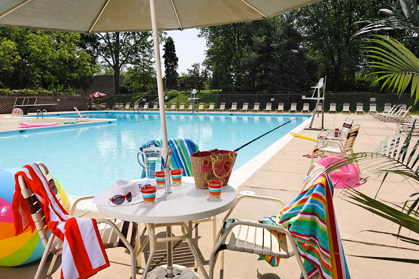 Shaded Lounge Area By Pool at The Commons of McLean, McLean, VA, 22102