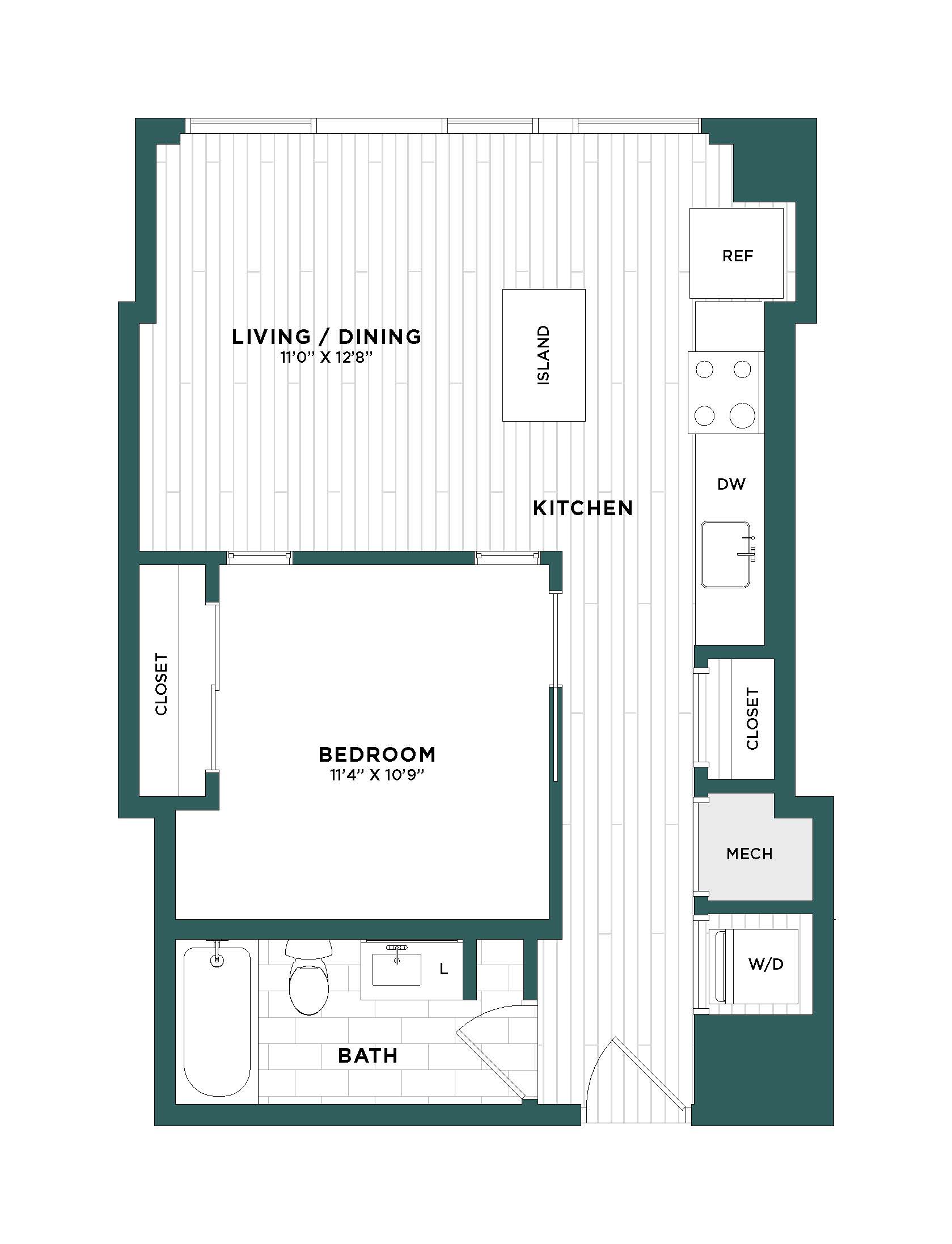 Apartment JR 1 Bed/1 Bath-F1 floorplan