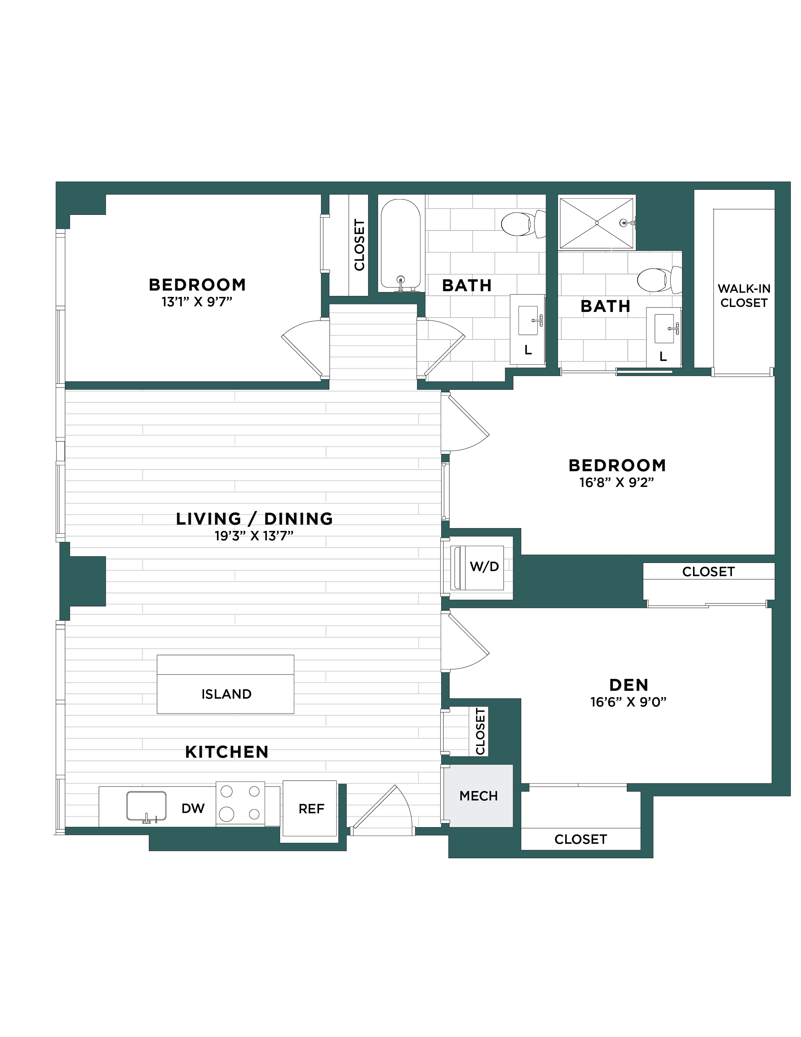 Apartment 2 Bed/2 Bath Den-F11 floorplan